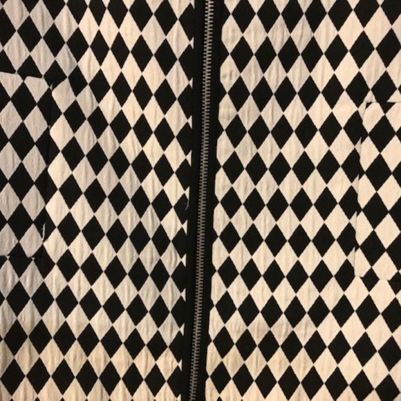 H&M  Black and White Jacquard Zipper Bomber Jacket in Kite Print - Picture 4 of 13